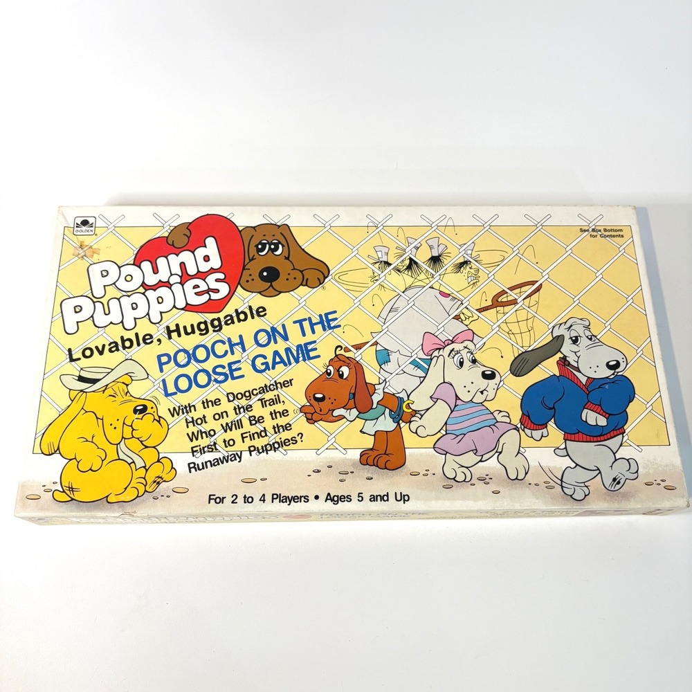 Vintage 1986 Pound Puppies Pooch on the Loose Board Game Golden Tonka Complete